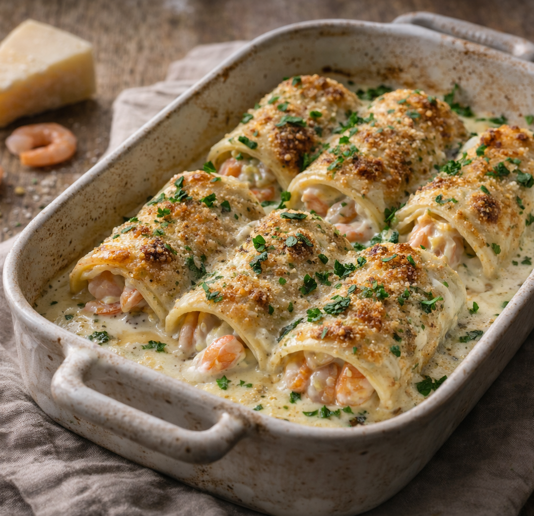 Creamy Garlic Parmesan Shrimp Roll Ups