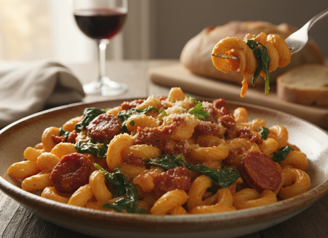 Creamy Chorizo & Spinach Pasta