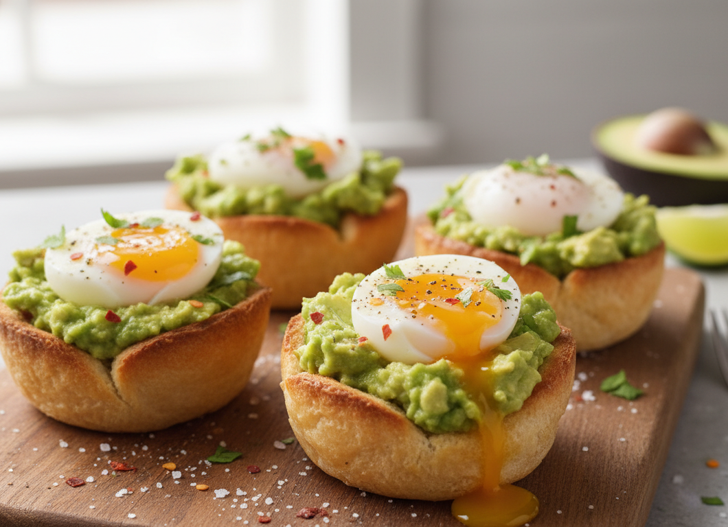 Smashed Avocado Egg Toast Cups