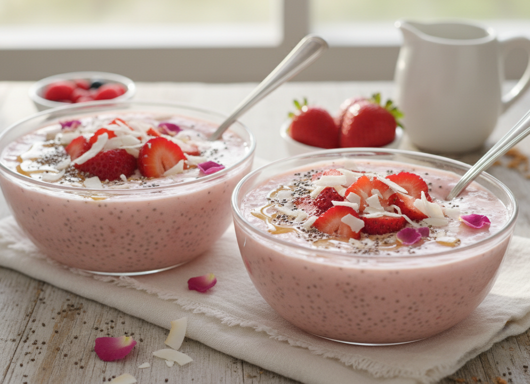 Strawberry Coconut Chia Smoothie Bowls