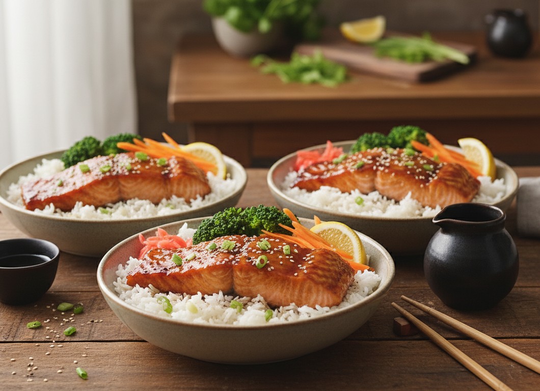 Teriyaki Salmon Rice Bowls