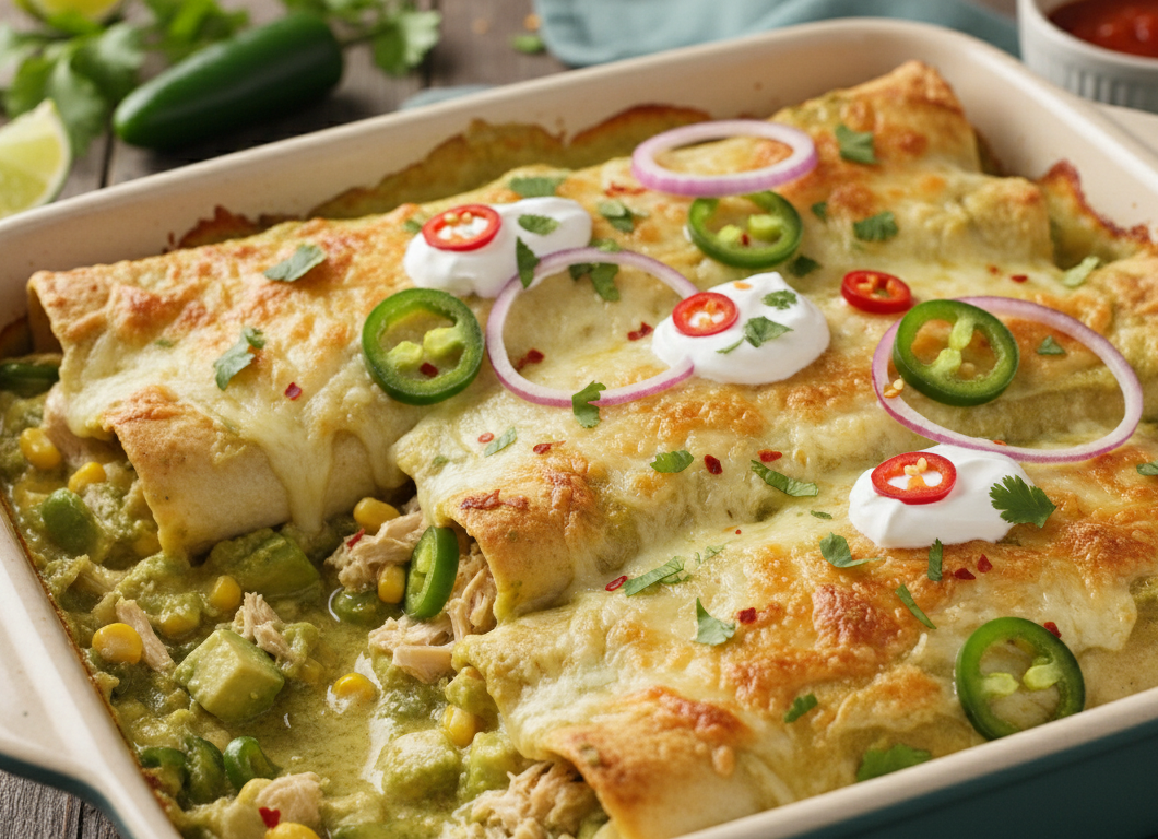 Spicy Avocado Chicken Enchiladas