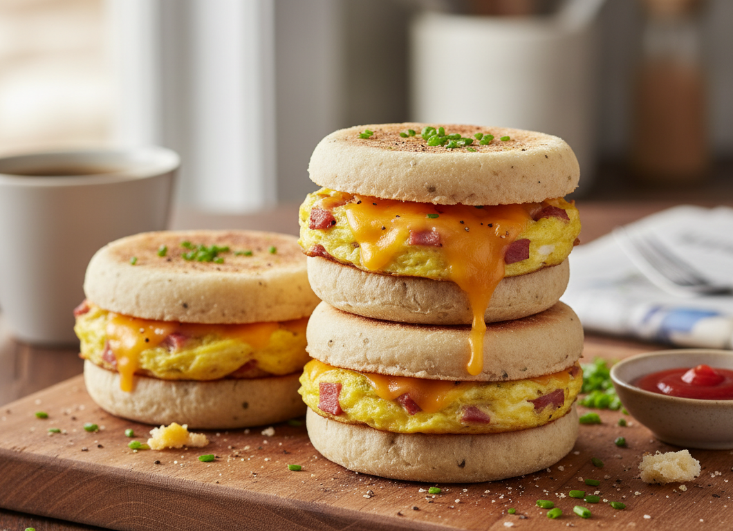 Ham & Cheddar Egg Muffin Sandwiches