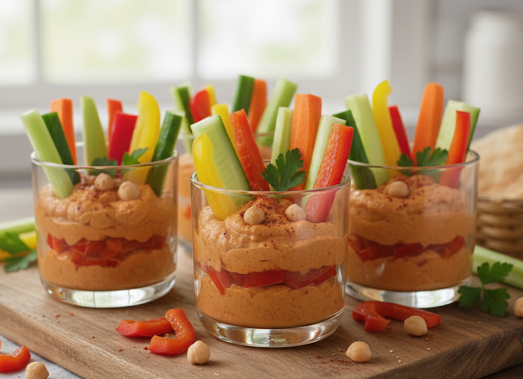 Roasted Red Pepper Hummus & Veggie Cups