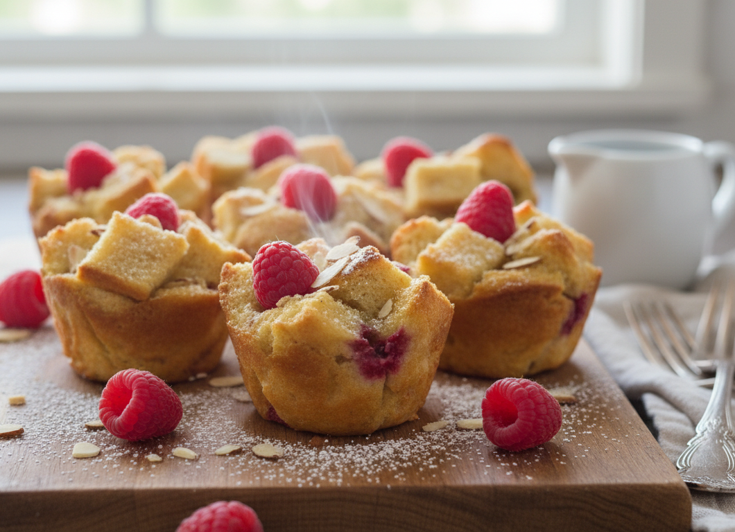 Raspberry Almond Baked French Toast Cups