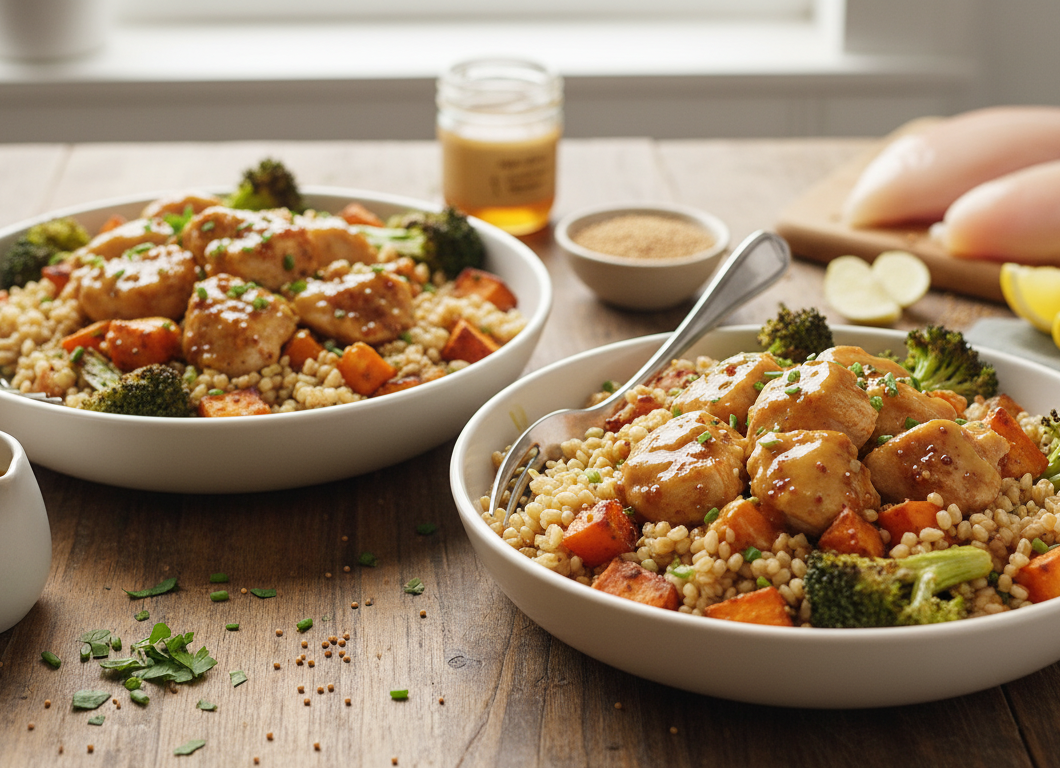 Honey Mustard Chicken & Farro Bowls