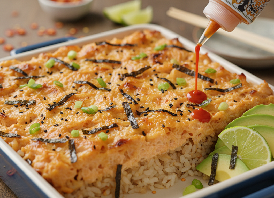 Spicy Salmon Sushi Bake