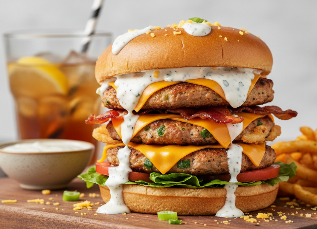 Cheddar Ranch Chicken Burgers