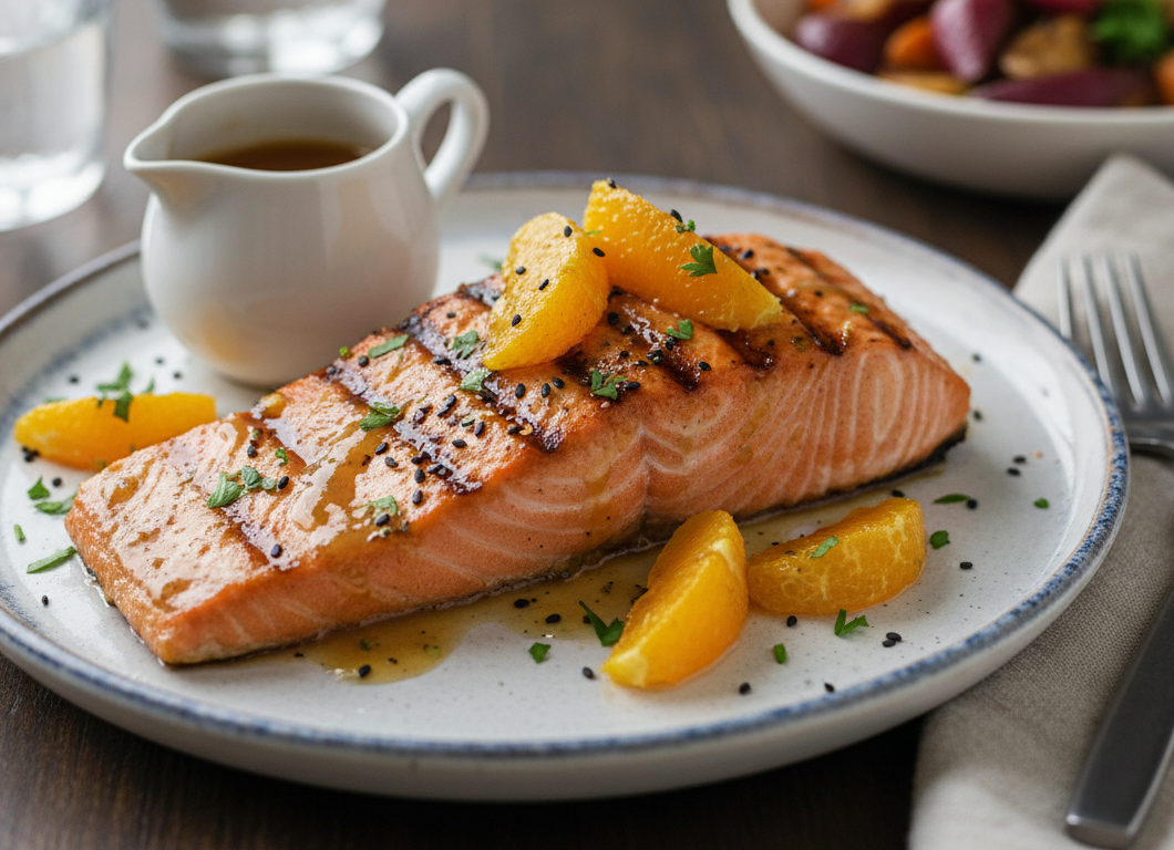 Grilled Salmon with Orange Maple Glaze