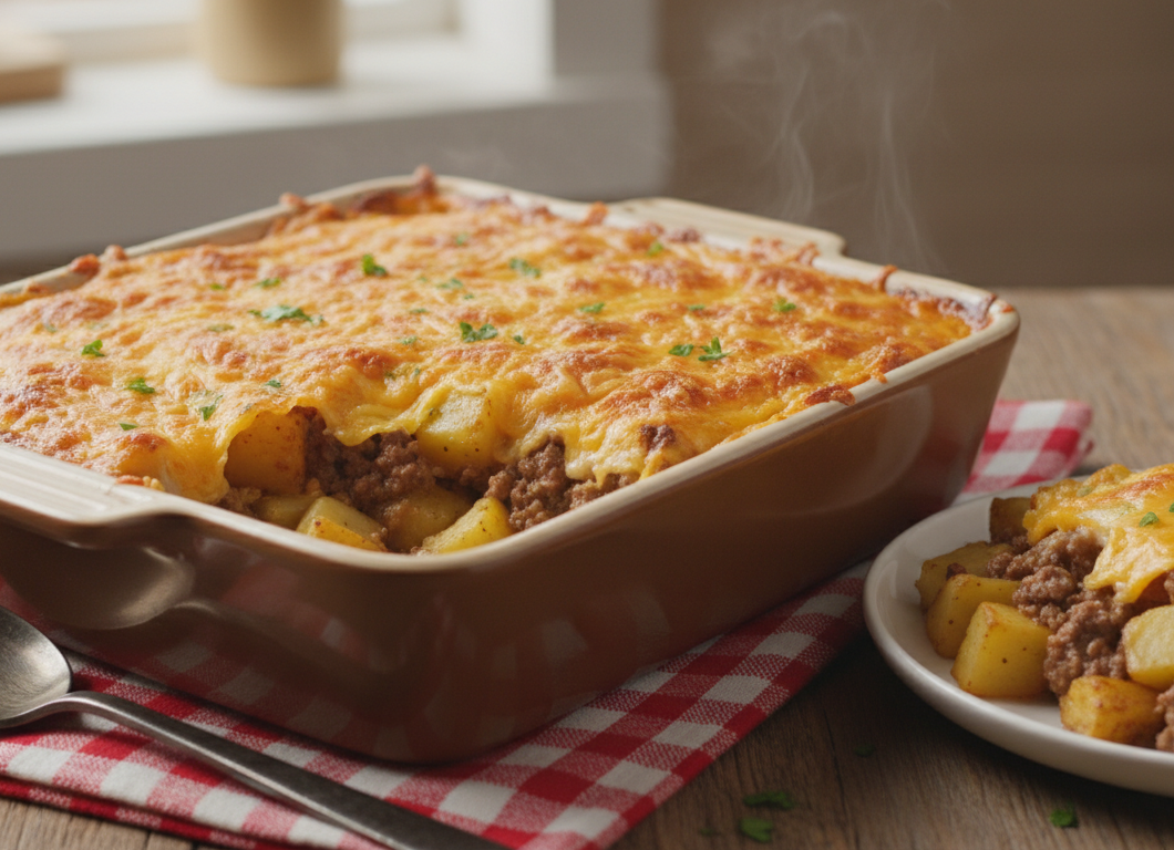 Cheesy Ground Beef & Potato Casserole