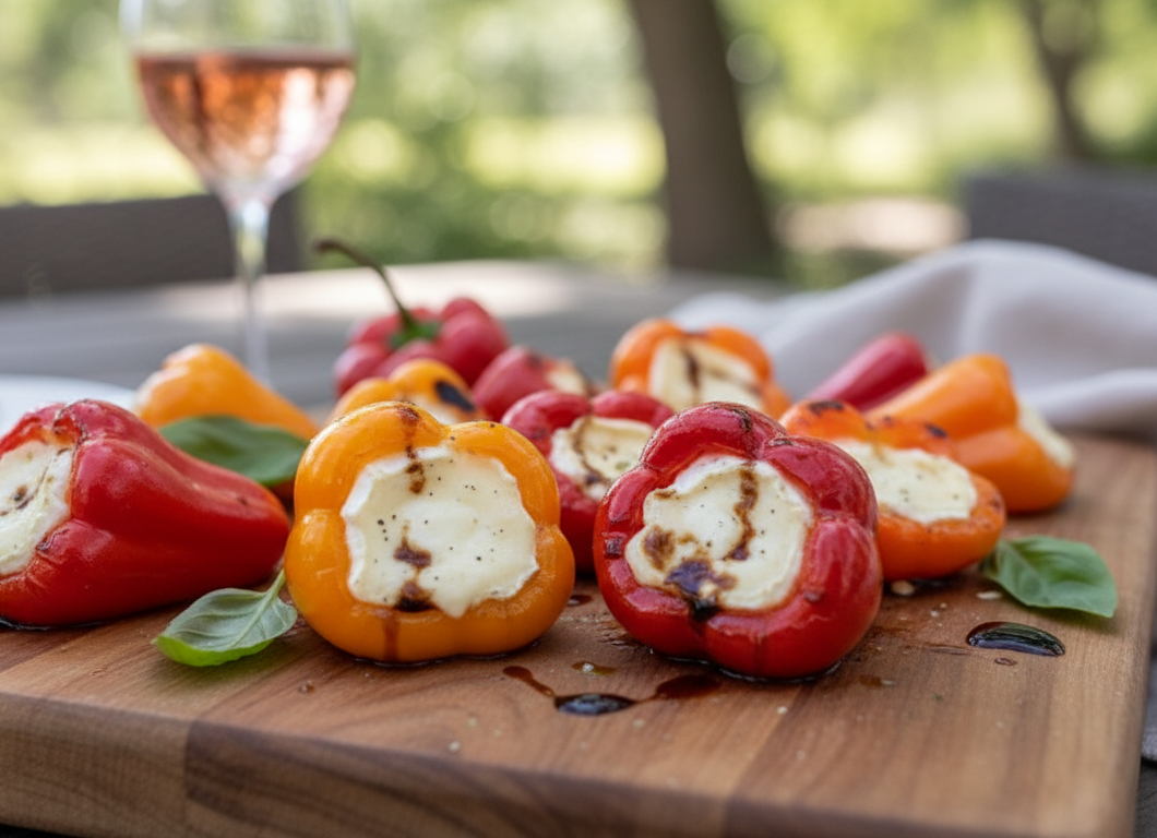 Grilled Mini Sweet Peppers with Goat Cheese