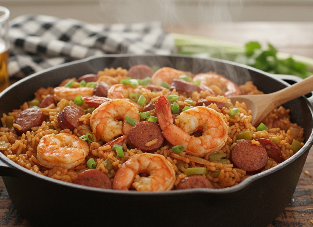 One Pot Shrimp & Sausage Jambalaya