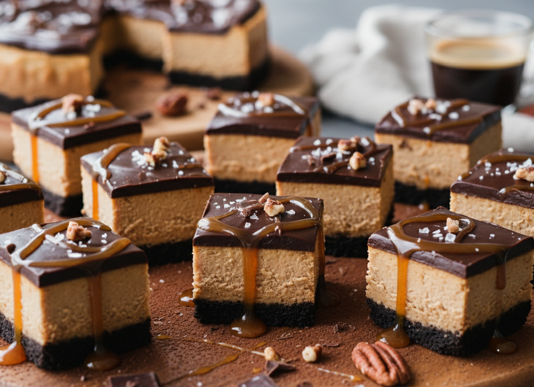 Chocolate Caramel Cheesecake Bites