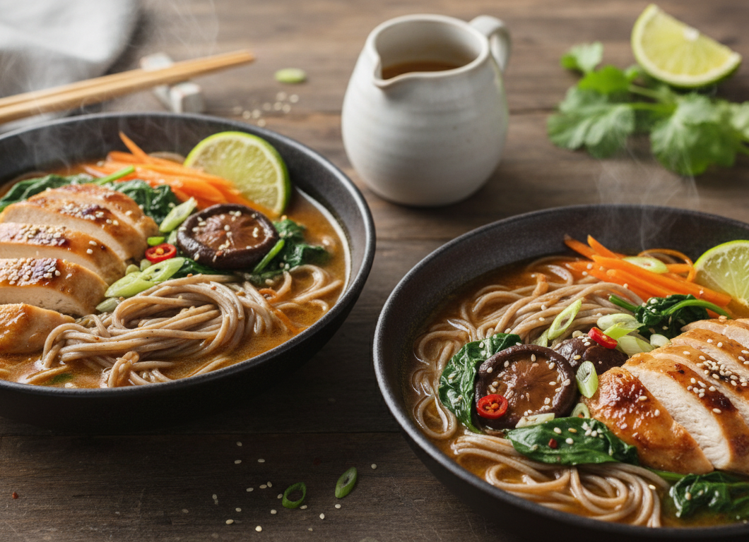 Miso Ginger Chicken & Soba Noodle Bowls