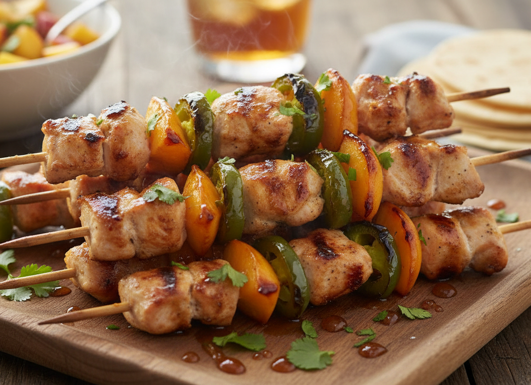 Jalapeño Peach Chicken Skewers