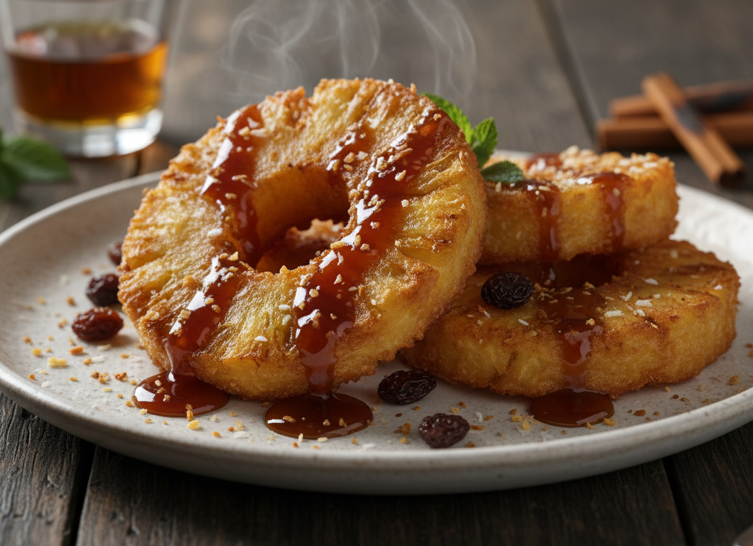 Rum Soaked Fried Pineapple