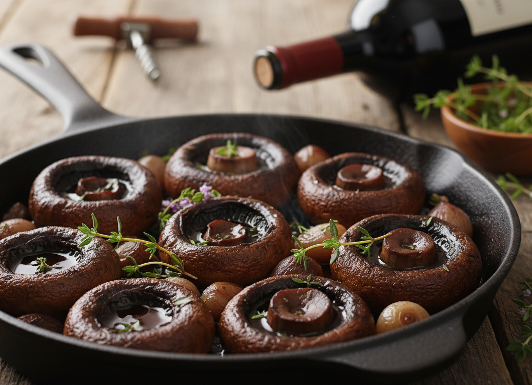 Portobello Mushrooms with Wine and Thyme