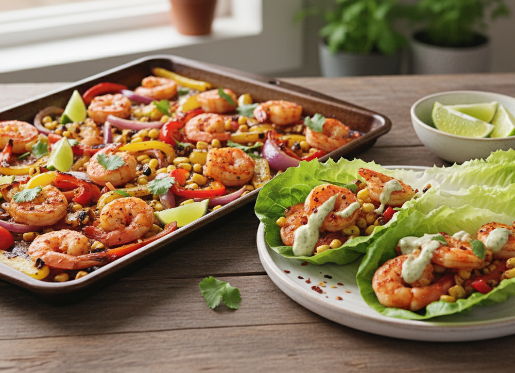 Sheet Pan Chili Lime Shrimp Lettuce Wraps