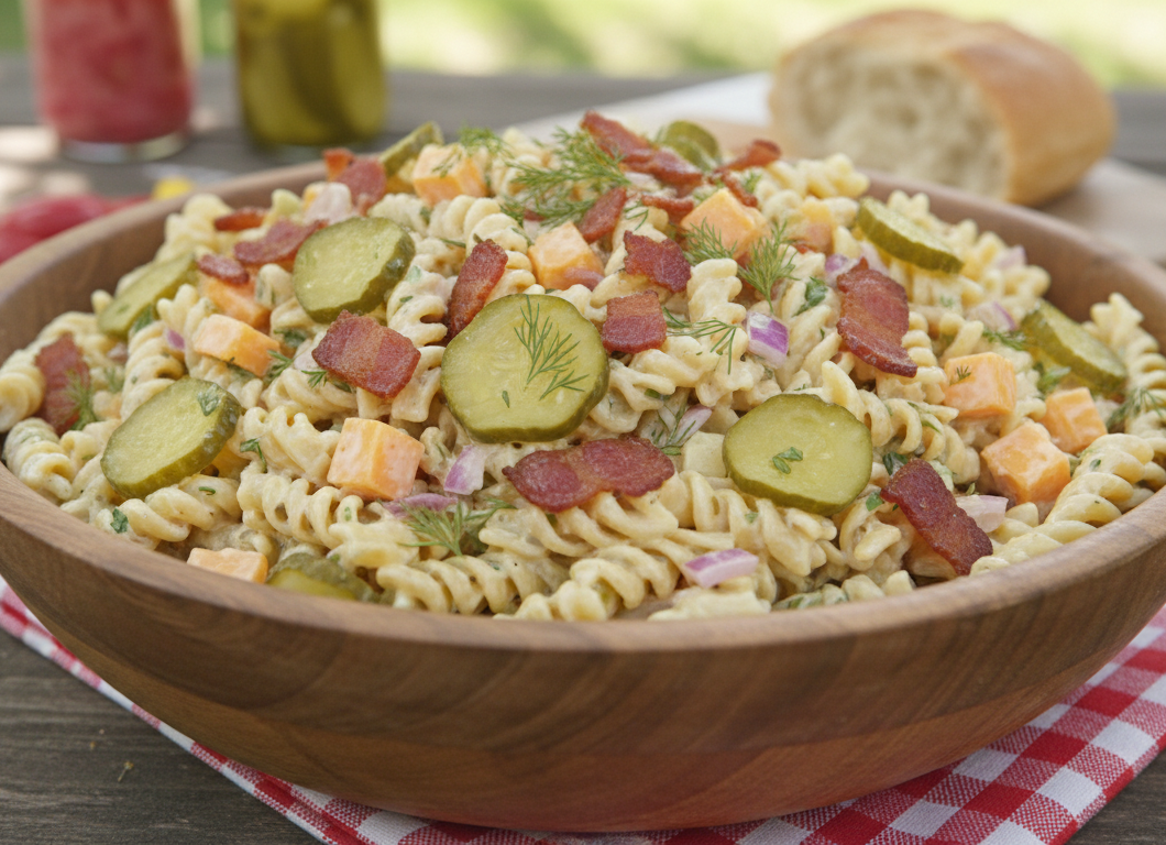 Dill Pickle Bacon Pasta Salad