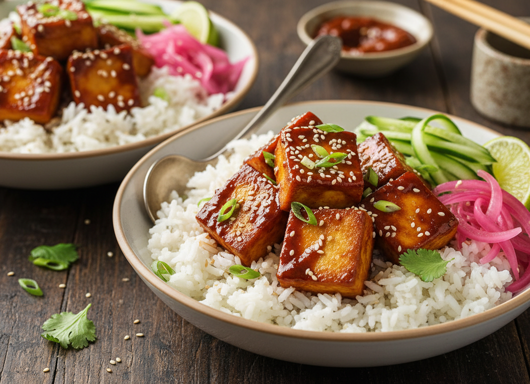 Gochujang Glazed Tofu & Jasmine Rice Bowls