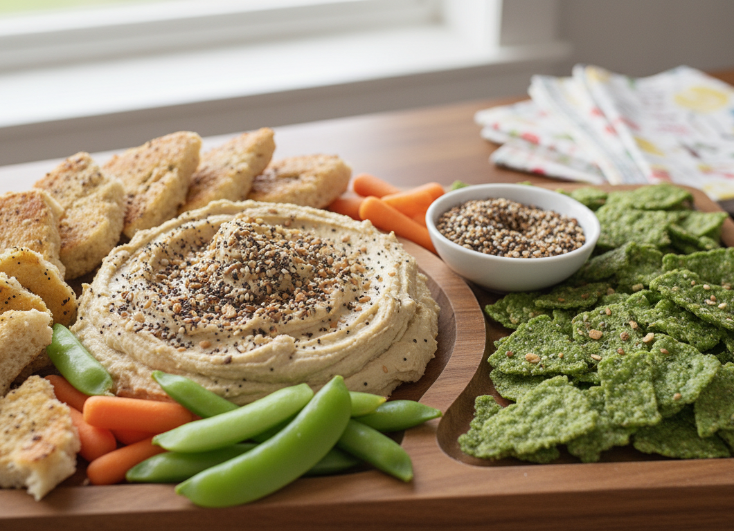 Everything Bagel Hummus & Snap Pea Bites