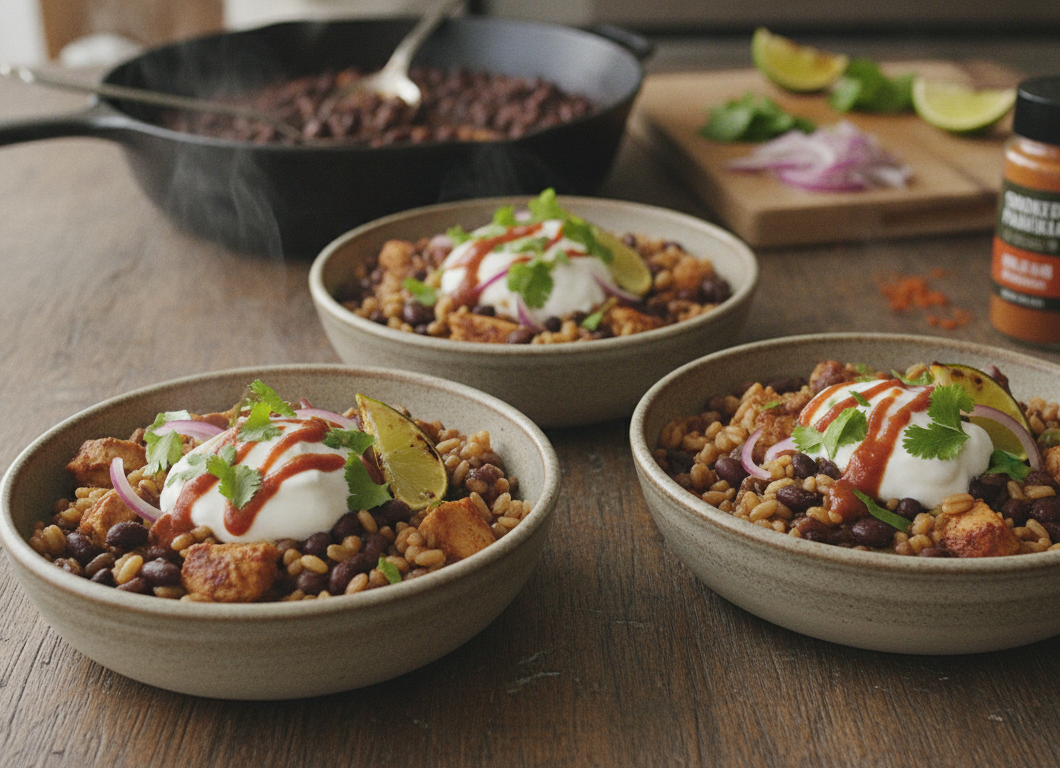 Smoky Chipotle Black Bean & Farro Bowls