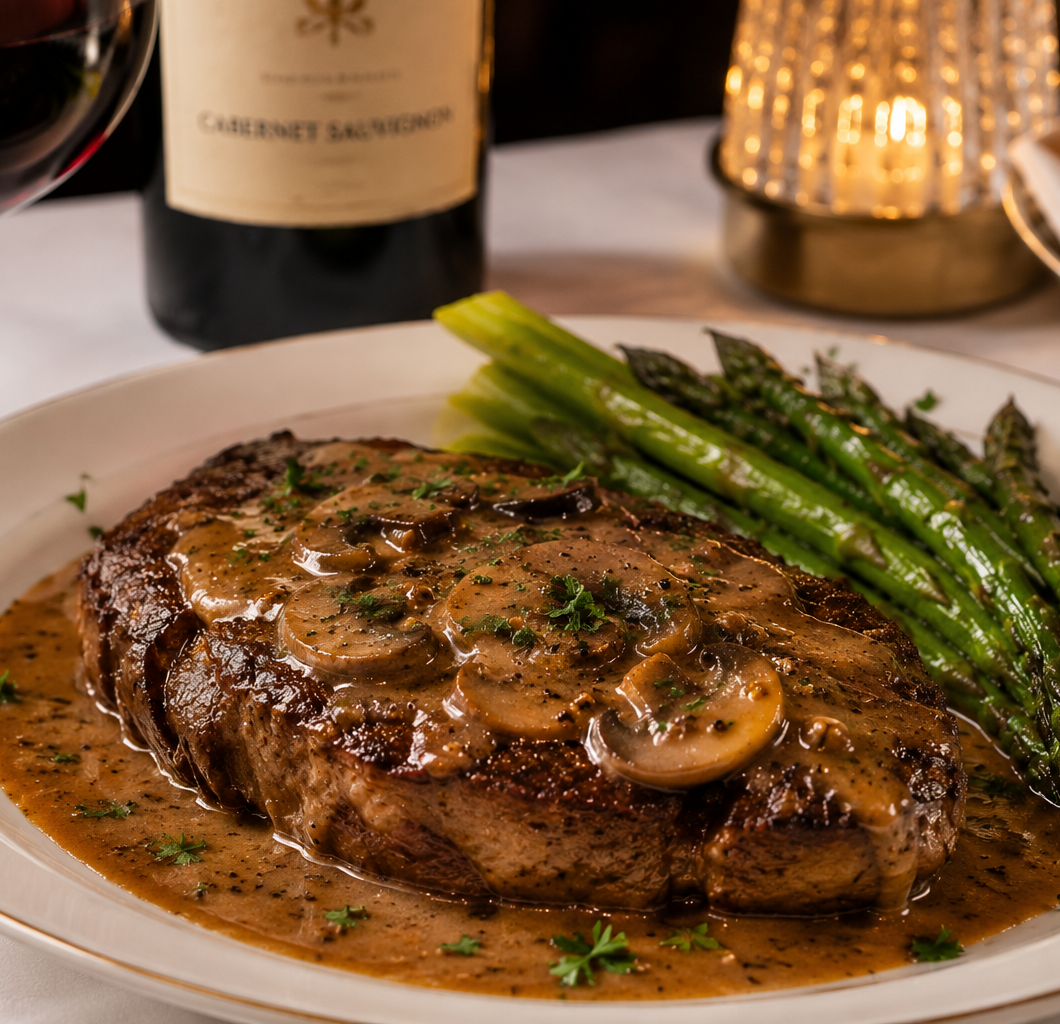 Steak Diane with Asparagus