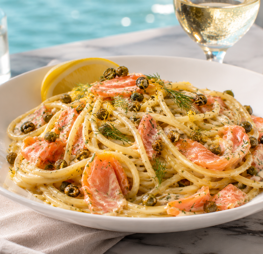 Smoked Salmon Pasta with Crispy Capers
