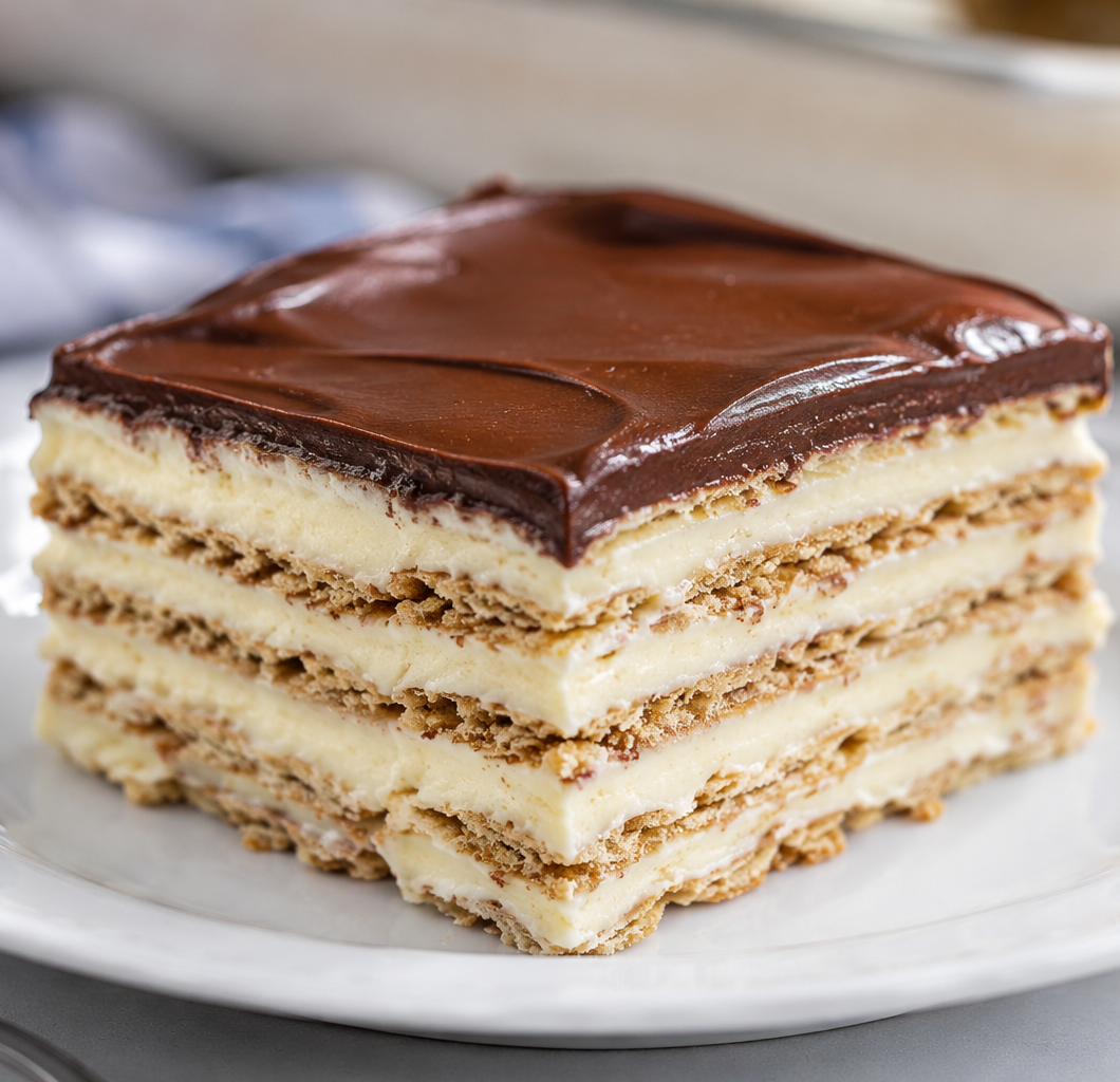 No Bake Icebox Eclair Cake