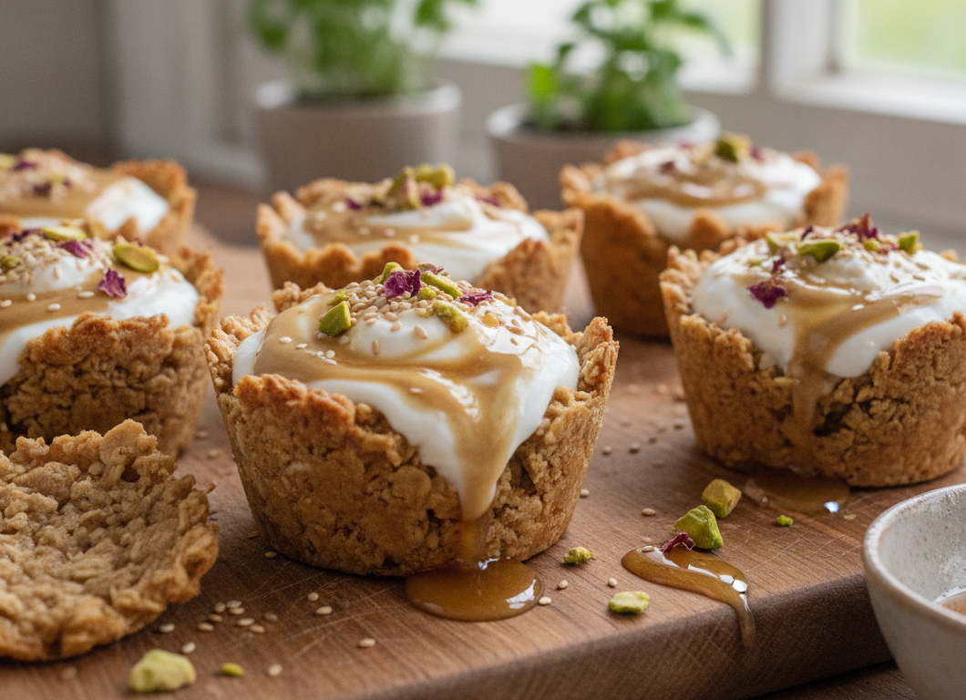 Honey Tahini Baked Granola Yogurt Cups