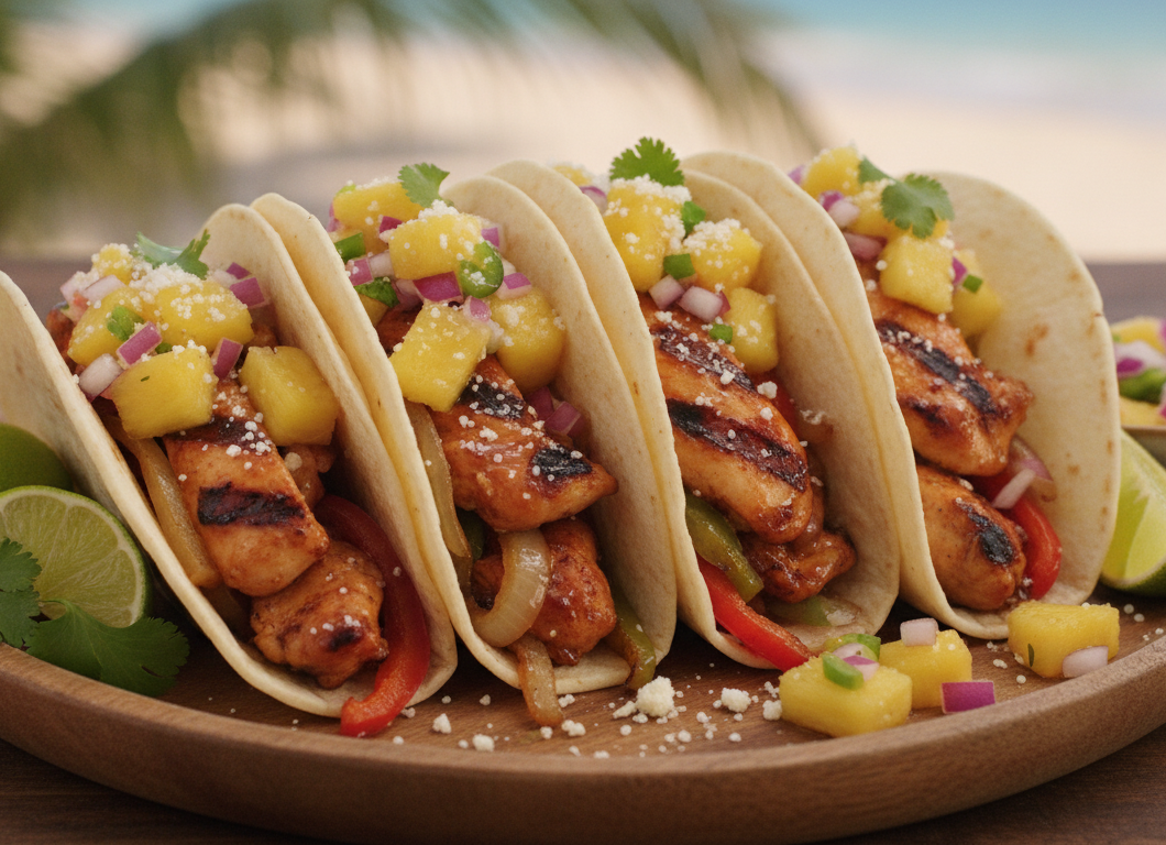 Hawaiian Chicken Tacos with Pineapple Salsa