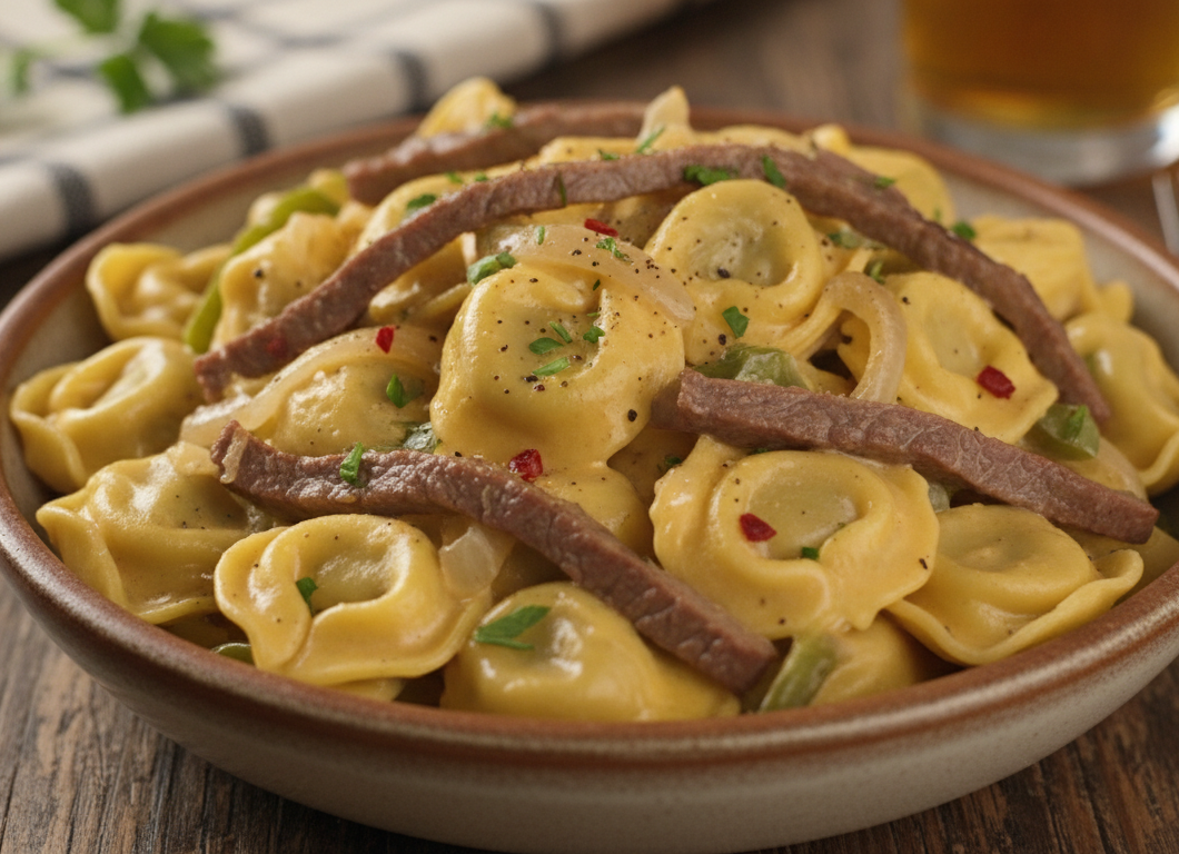Philly Cheesesteak Tortellini Pasta