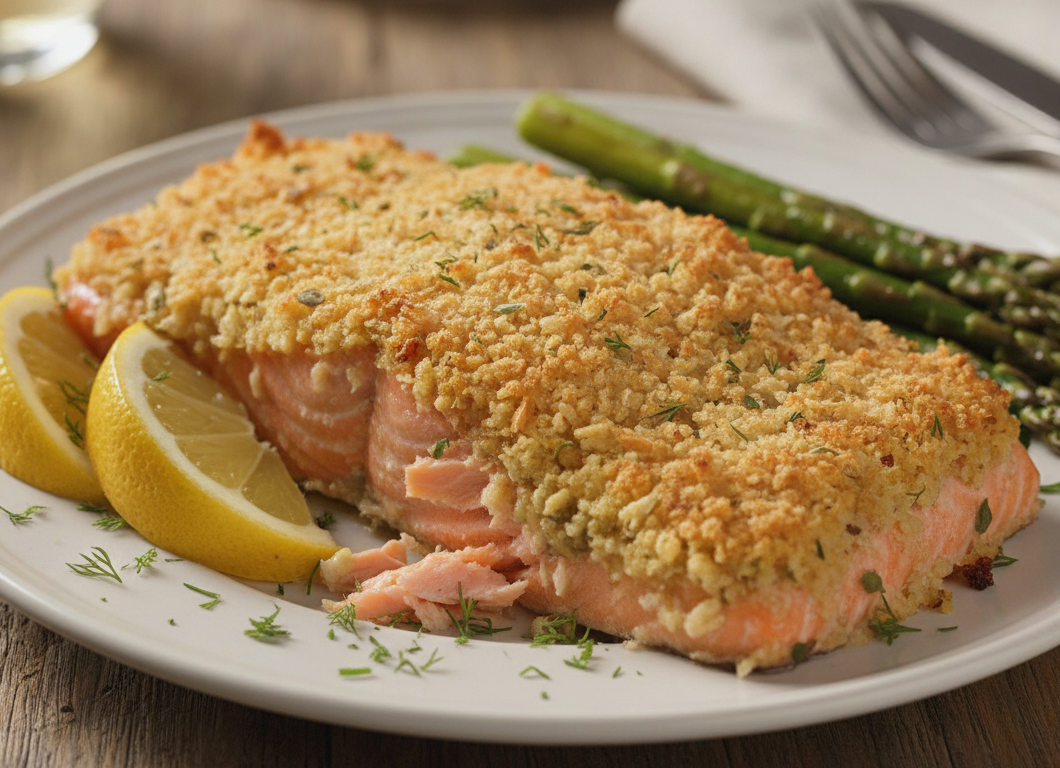 Crispy Parmesan Crusted Baked Salmon