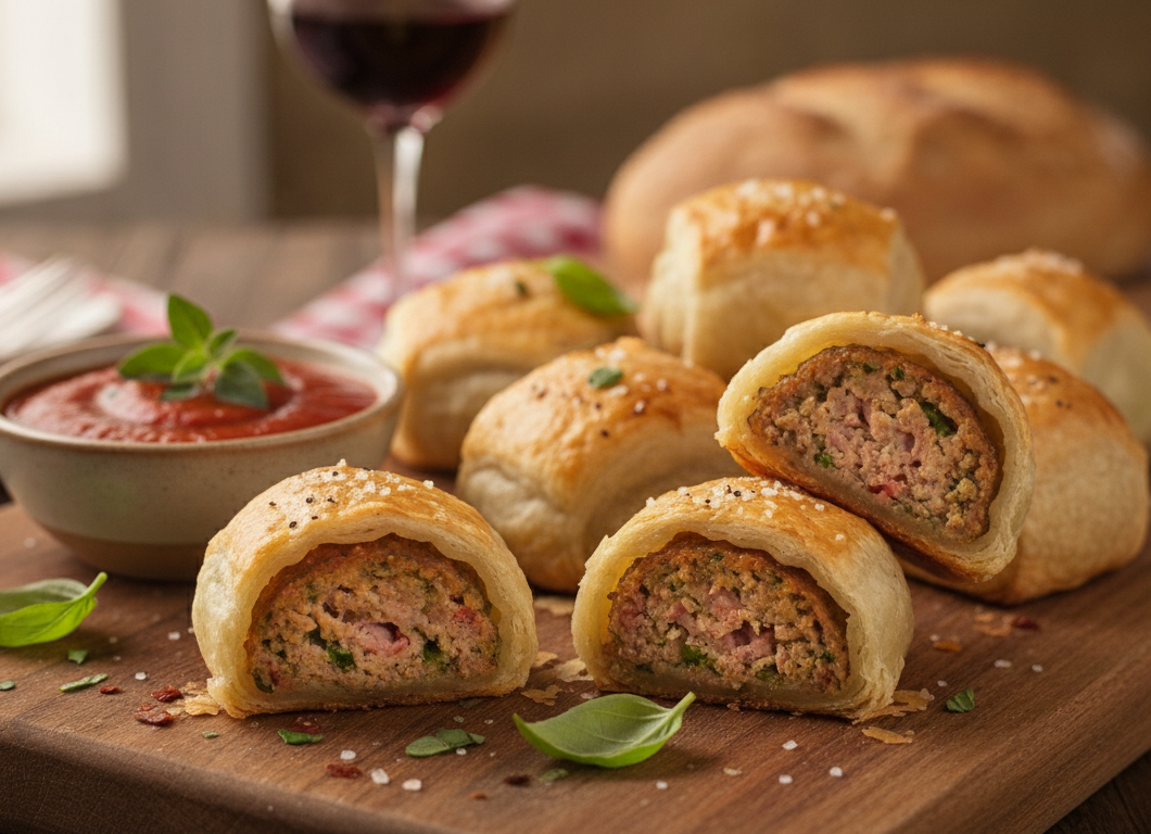 Mini Italian Sausage Rolls with Puff Pastry