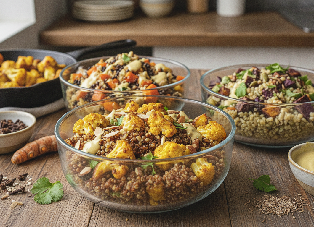 Turmeric Roasted Cauliflower & Lentil Grain Bowls