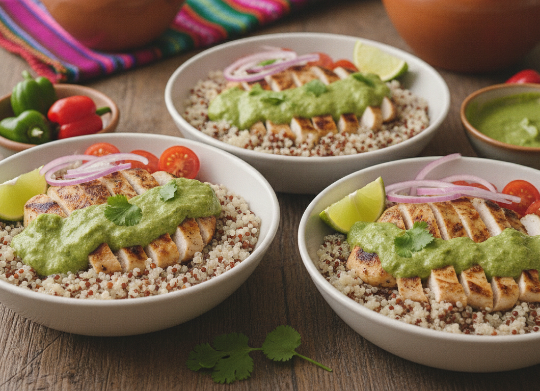 Peruvian Green Sauce Chicken & Quinoa Bowls