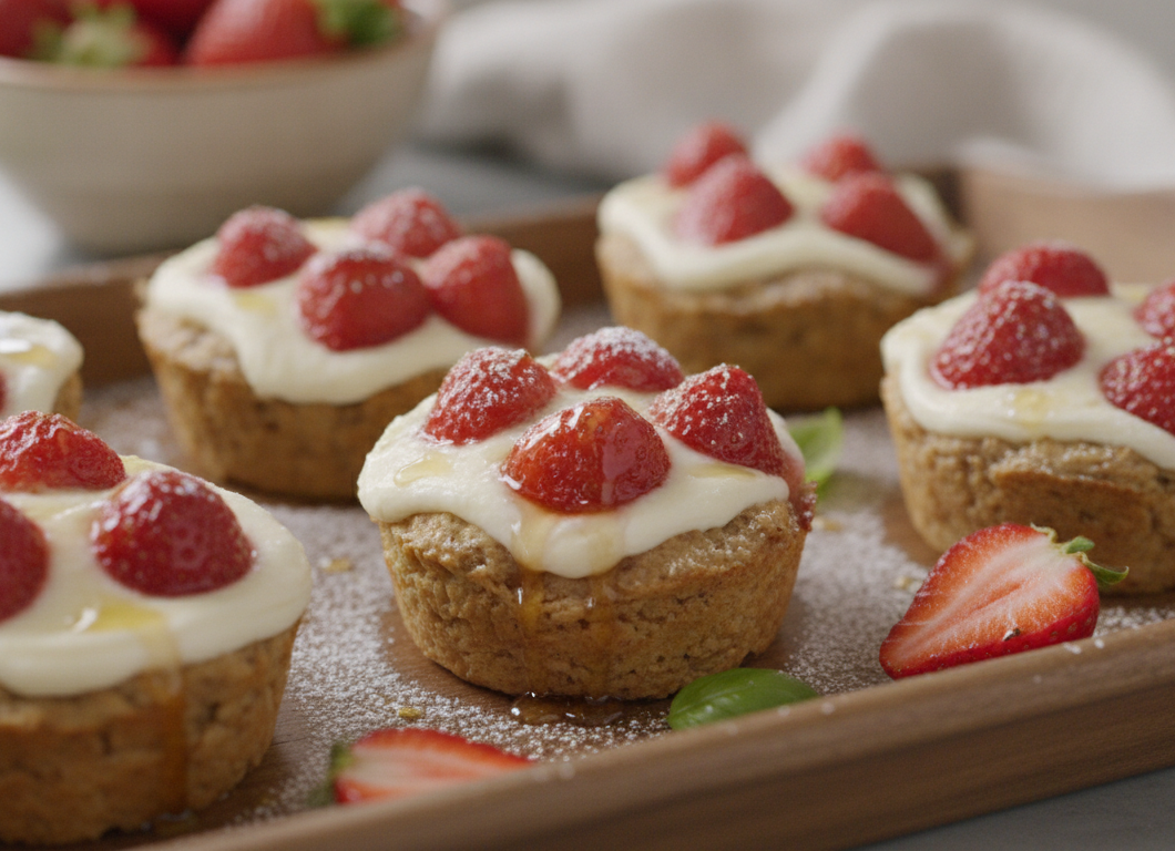 Roasted Strawberry Mascarpone Baked Oat Cups