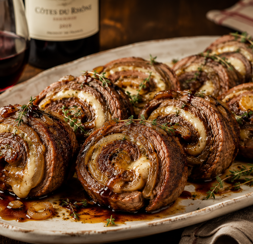 French Onion Steak Pinwheels