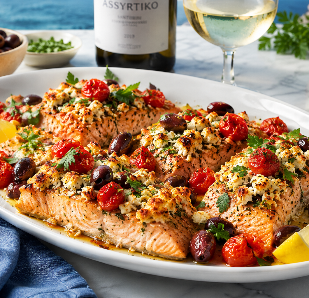 Mediterranean Feta Baked Salmon