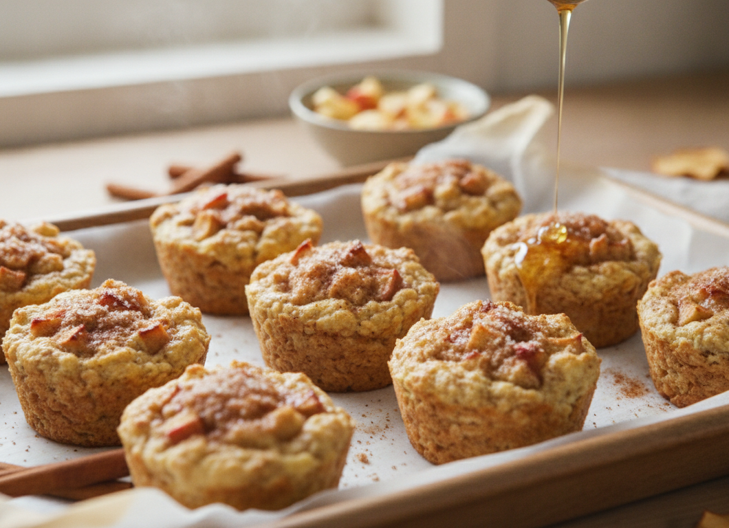 Cinnamon Apple Baked Cottage Cheese Oat Cups