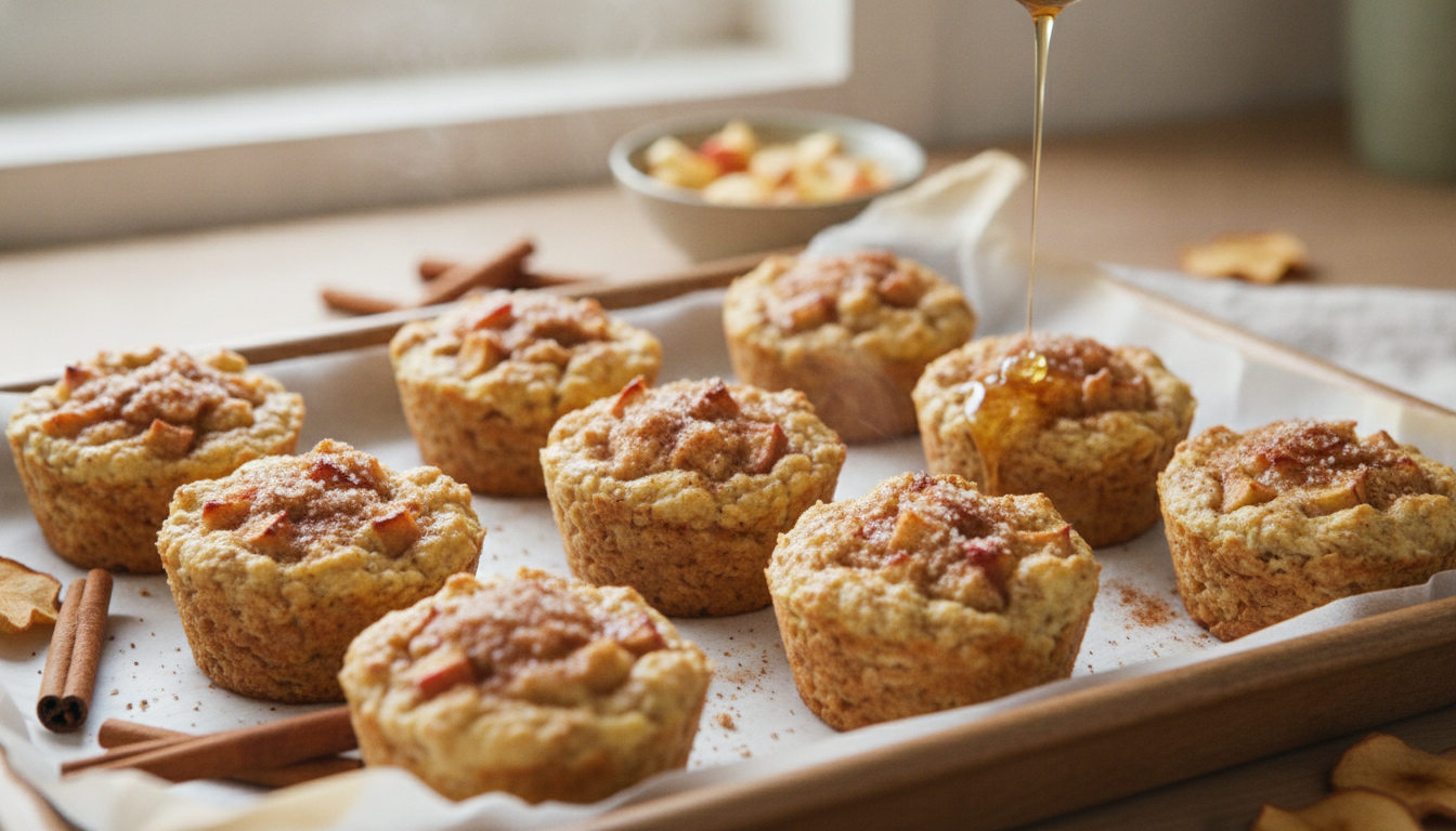Cinnamon Apple Baked Cottage Cheese Oat Cups
