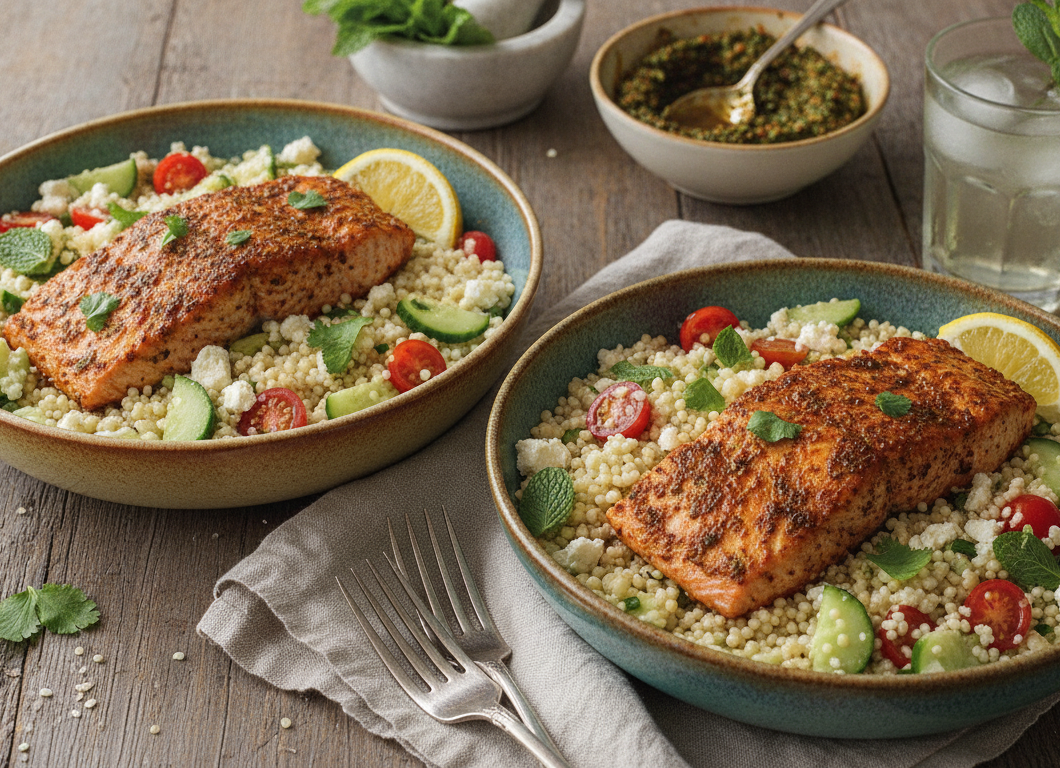 Chermoula Roasted Salmon & Couscous Bowls