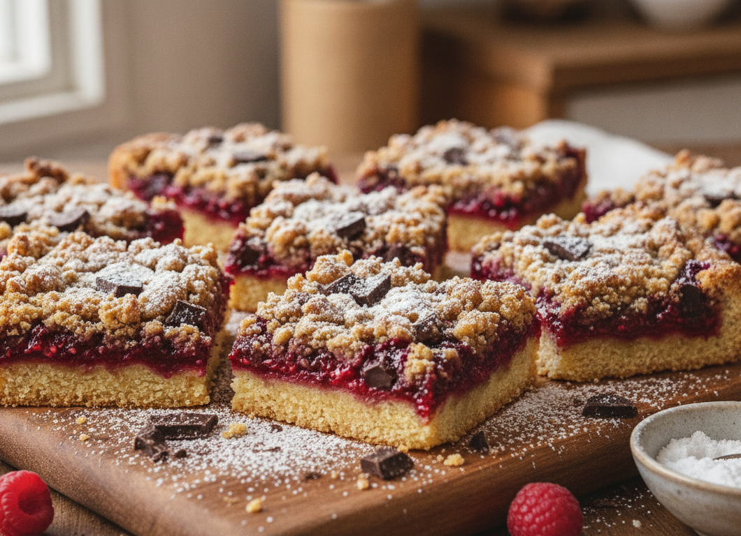 Chocolate Raspberry Crumb Bars