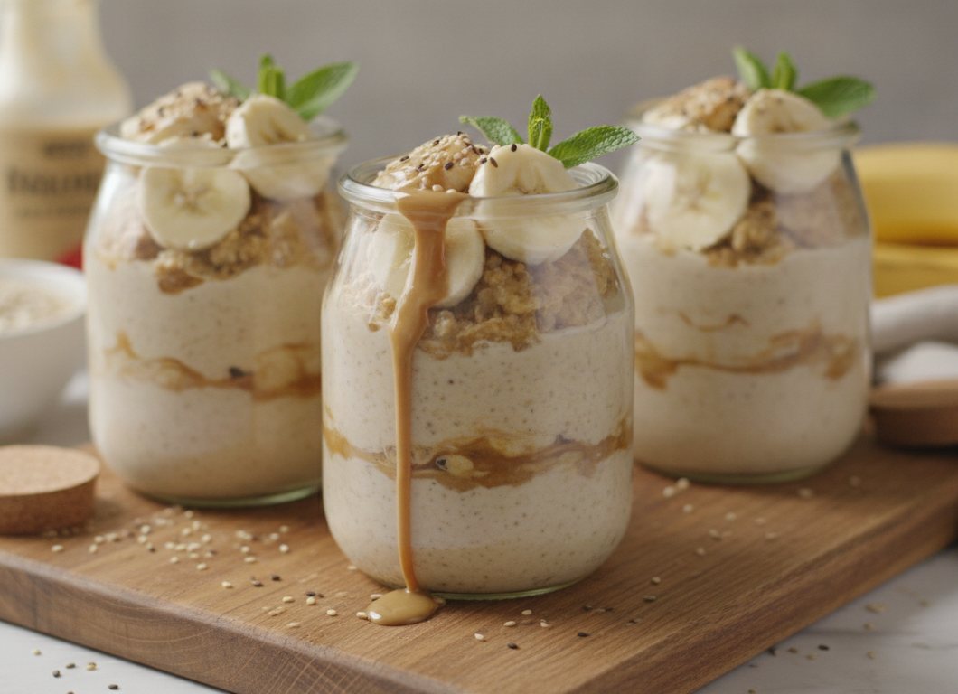Tahini Banana Overnight Oat Jars