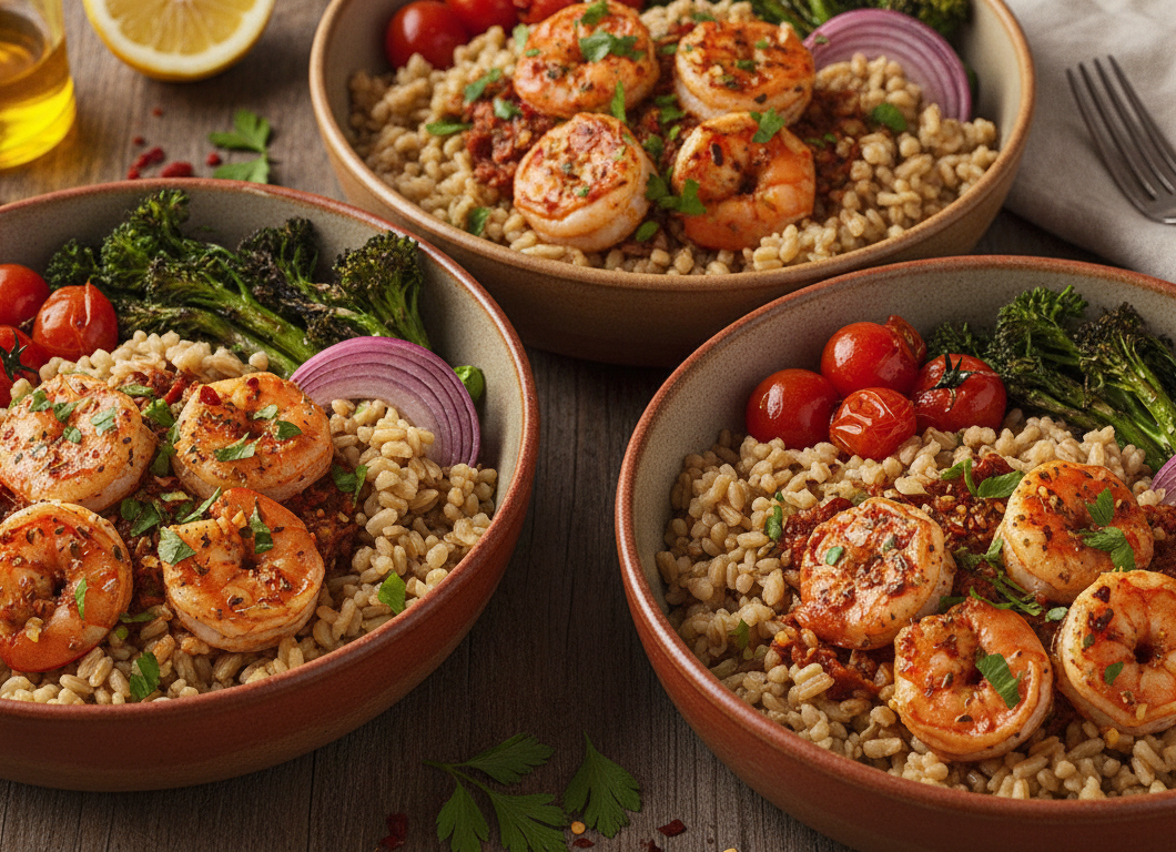 Calabrian Chili Shrimp & Farro Bowls