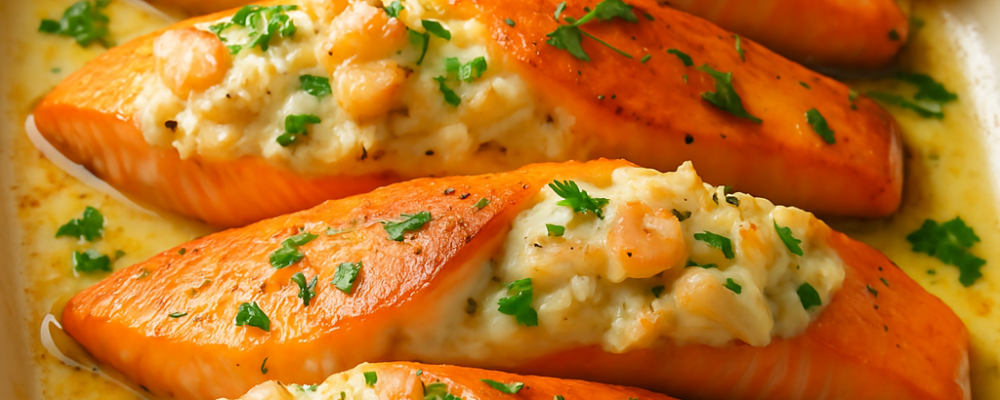 Crab and Shrimp Stuffed Salmon