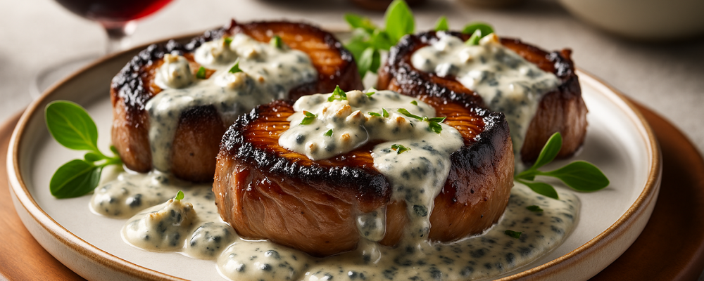 Blue Cheese Sauce with Pork Medallions