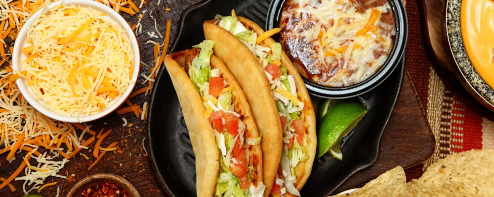 Chalupa Dinner at Restaurant Table High Angle View
