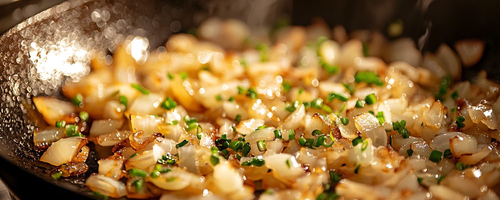 Chopped onions frying high resolution picture