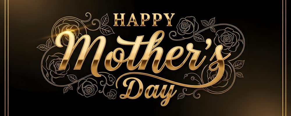 Happy mother's day wishes greeting card with gold text